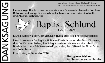 Anzeige von Baptist Schlund von MGO
