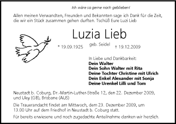 Anzeige von Luzia Lieb von MGO