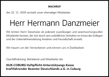 Anzeige von Hermann Danzmeier von MGO