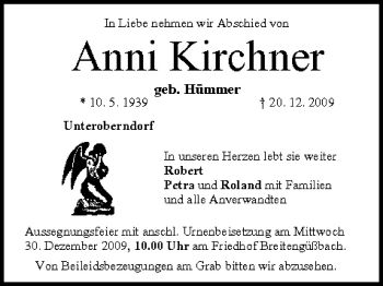 Anzeige von Anni Kirchner von MGO