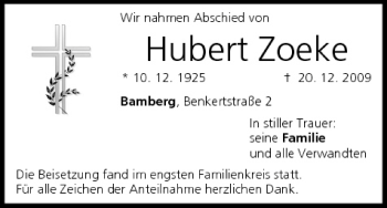 Anzeige von Hubert Zoeke von MGO