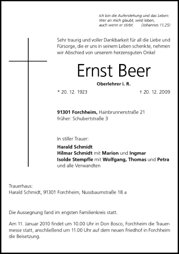 Anzeige von Ernst Beer von MGO