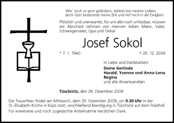 Anzeige von Josef Sokol von MGO