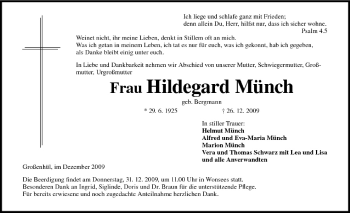 Anzeige von Hildegarf Münch von MGO