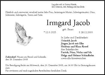 Anzeige von Irmgard Jacob von MGO