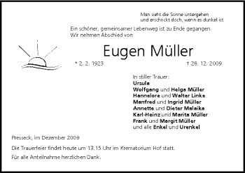 Anzeige von Eugen Müller von MGO