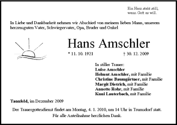 Anzeige von Hans Amschler von MGO