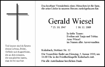 Anzeige von Gerald Wiesel von MGO