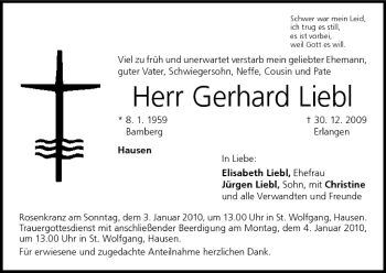 Anzeige von Gerhard Liebl von MGO