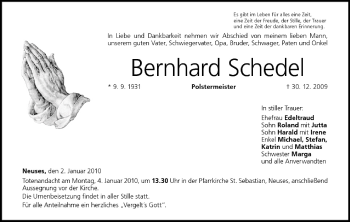 Anzeige von Bernhard Schedel von MGO