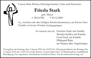 Anzeige von Frieda Stark von MGO