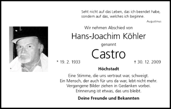 Anzeige von Hans-Joachim Köhler von MGO