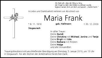 Anzeige von Maria Frank von MGO