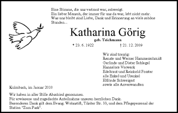 Anzeige von Katharina Görig von MGO