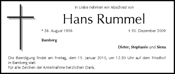 Anzeige von Hans Rummel von MGO