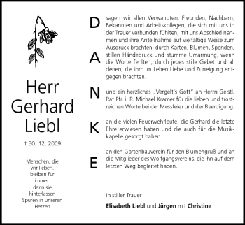 Anzeige von Gerhard Liebl von MGO