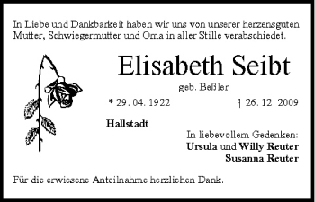 Anzeige von Elisabeth Seibt von MGO