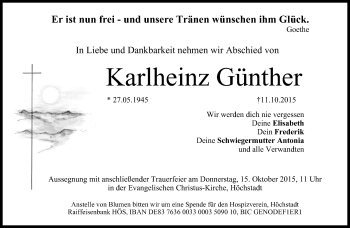Anzeige von Karlheinz Günther von MGO