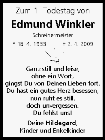 Anzeige von Edmund Winkler von MGO
