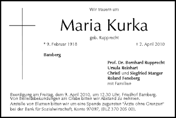 Anzeige von Maria Kurka von MGO