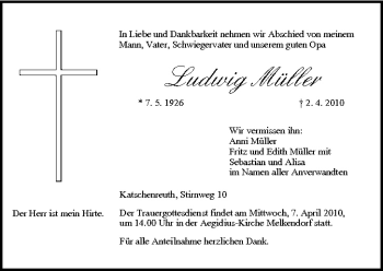 Anzeige von Ludwig Müller von MGO