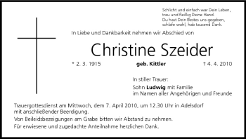 Anzeige von Christine Szeider von MGO