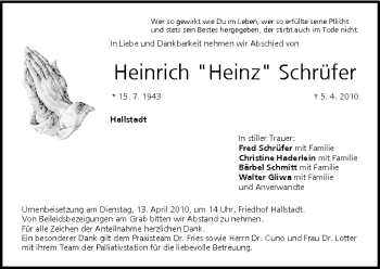 Anzeige von Heinrich Schrüfer von MGO