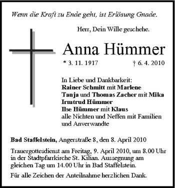 Anzeige von Anna Hümmer von MGO