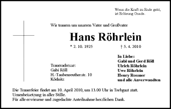 Anzeige von Hans Röhrlein von MGO