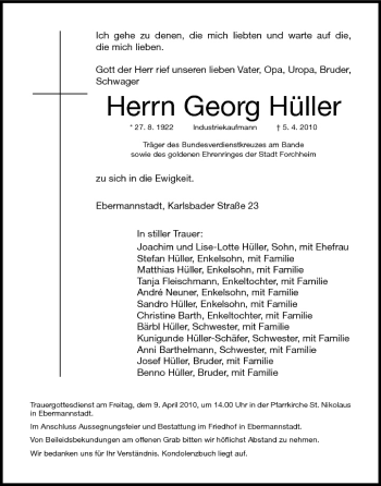 Anzeige von Georg Hüller von MGO