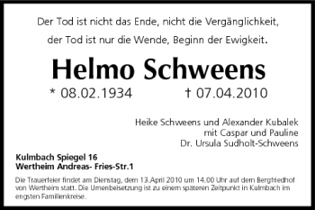Anzeige von Helmo Schweens von MGO