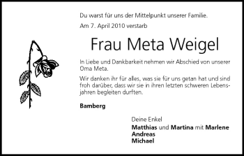 Anzeige von Meta Weigel von MGO