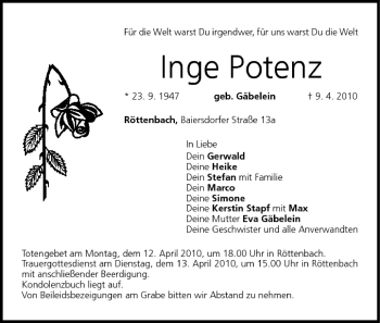 Anzeige von Inge Potenz von MGO