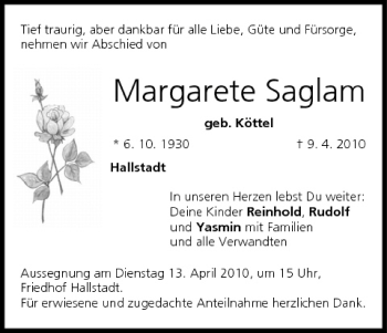 Anzeige von Margarete Saglam von MGO