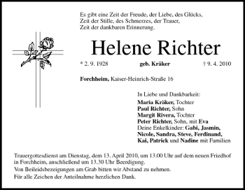 Anzeige von Helene Richter von MGO