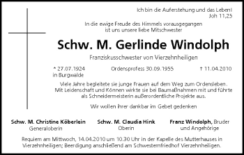 Anzeige von Gerlinde Windolph von MGO