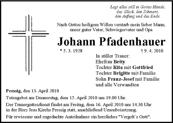 Anzeige von Johann Pfadenhauer von MGO