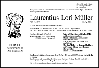 Anzeige von Laurentius-Lori Müller von MGO
