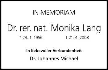 Anzeige von Monika Lang von MGO