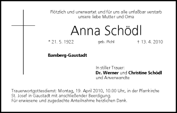 Anzeige von Anna Schödl von MGO