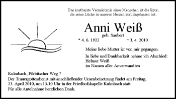 Anzeige von Anni Weiß von MGO