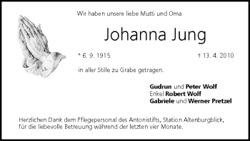 Anzeige von Johanna Jung von MGO