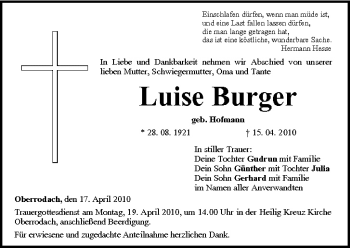 Anzeige von Luise Burger von MGO