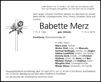 Anzeige von Babette Merz von MGO