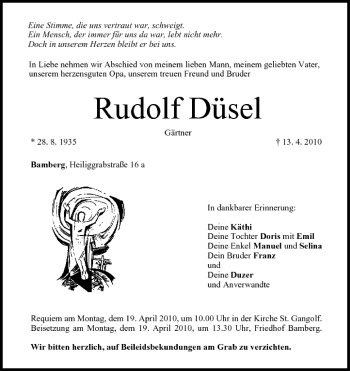 Anzeige von Rudolf Düsel von MGO