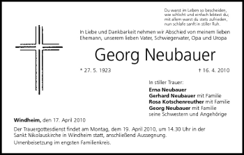 Anzeige von Georg Neubauer von MGO