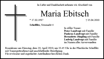 Anzeige von Maria Ebitsch von MGO