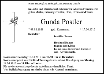 Anzeige von Gunda Postler von MGO