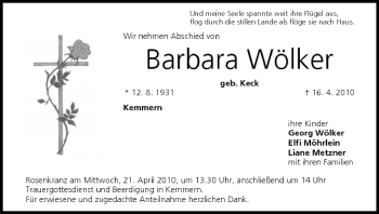 Anzeige von Barbara Wölker von MGO