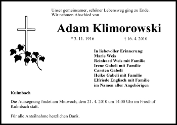 Anzeige von Adam Klimorowski von MGO